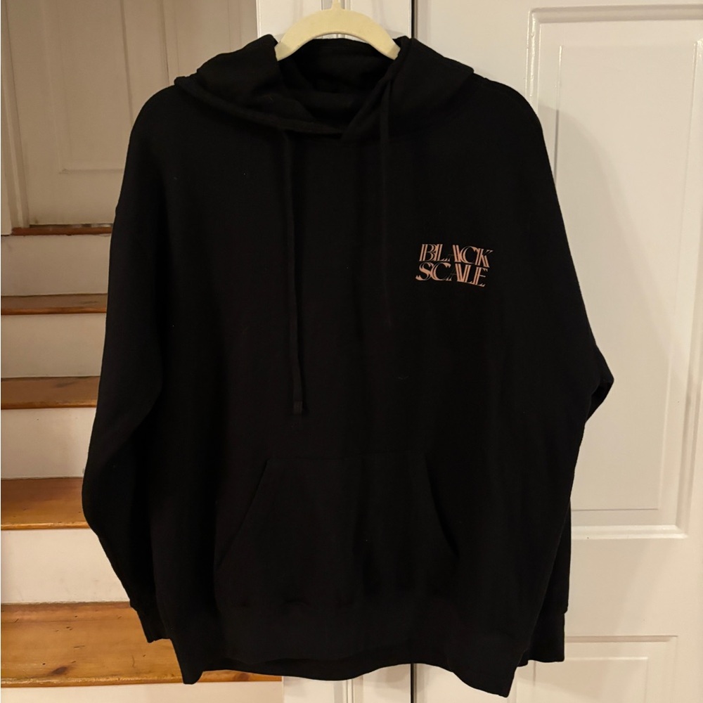 Black Scale Men's Black Hoodie streetwear with gold logo graphic design